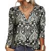 T-Shirt col V Blouses à Manches Longues pour Femmes Imprimé Tunique Tops Lâche Chemisier T-Shirts pour Femmes Sweat-Shirt Tuniques Basiques Haut Automne(Multicolore,S)(Style-b)