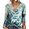 T-Shirt col V Blouses à Manches Longues pour Femmes Imprimé Tunique Tops Lâche Chemisier T-Shirts pour Femmes Sweat-Shirt Tuniques Basiques Haut Automne(Multicolore,S)(Style-a)