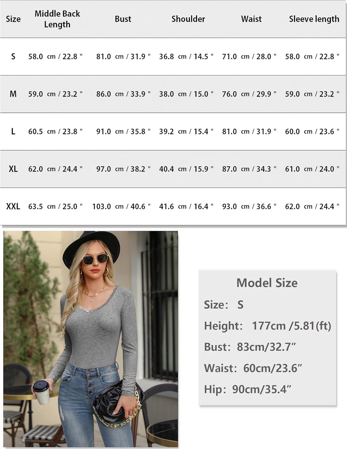 image:imageHaut Thermique Femme Col V sous Vetement Thermique Manches Longues Tee Shirt Thermique en Dentelle Lger Basic TShirt Top Slim Fit pour Hiver AutomneGris Clair
