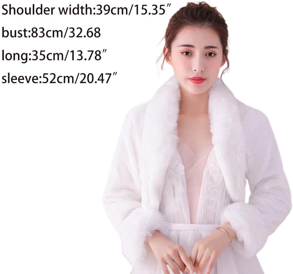 image:imageFemmes Chle Femmes Hiver Manches Longues Ourlet Courb Veste Courte Shrug paissir en Peluche De Mariage De Marie Chaud Chle Wraps Cape pour Robe De Soire Robe