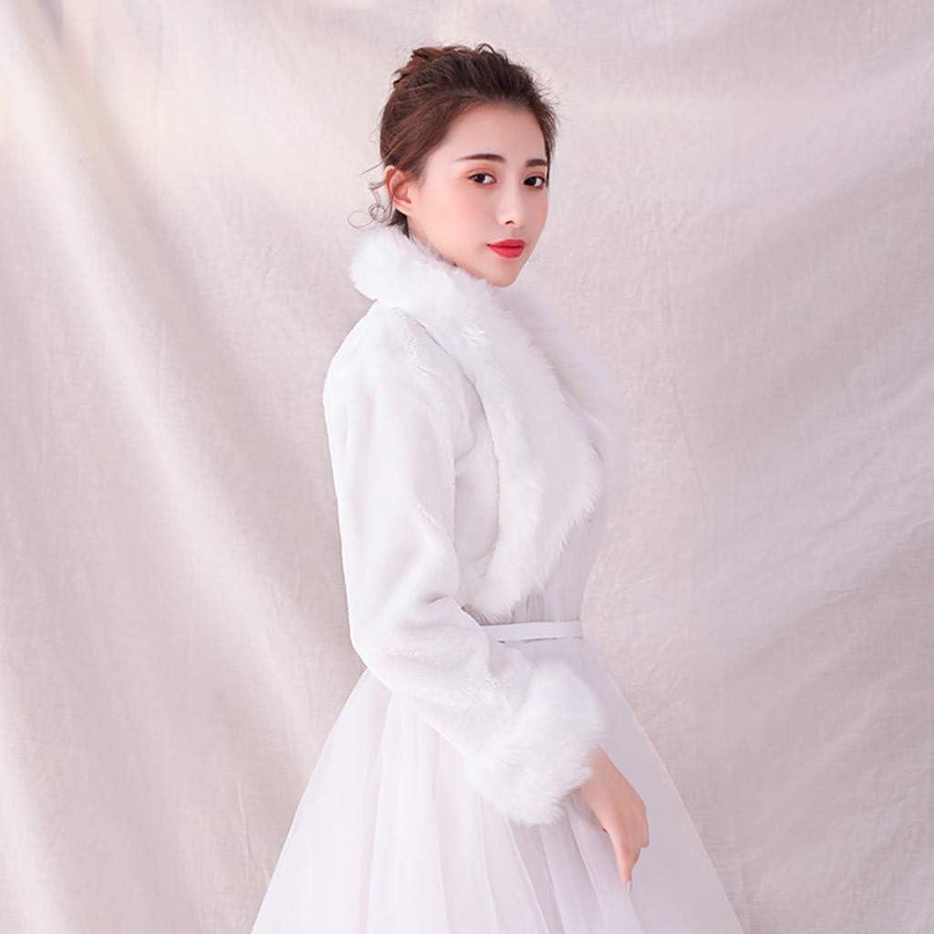 image:imageFemmes Chle Femmes Hiver Manches Longues Ourlet Courb Veste Courte Shrug paissir en Peluche De Mariage De Marie Chaud Chle Wraps Cape pour Robe De Soire Robe