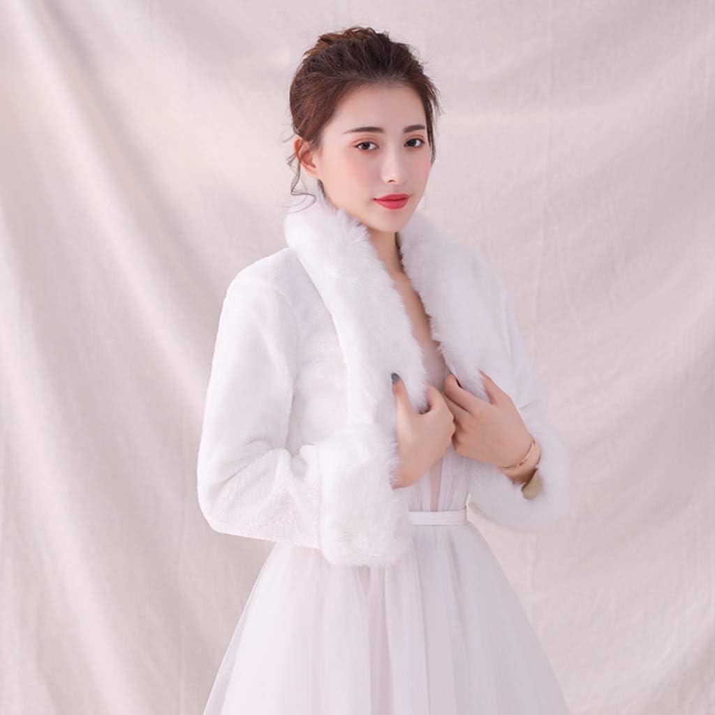 image:imageFemmes Chle Femmes Hiver Manches Longues Ourlet Courb Veste Courte Shrug paissir en Peluche De Mariage De Marie Chaud Chle Wraps Cape pour Robe De Soire Robe