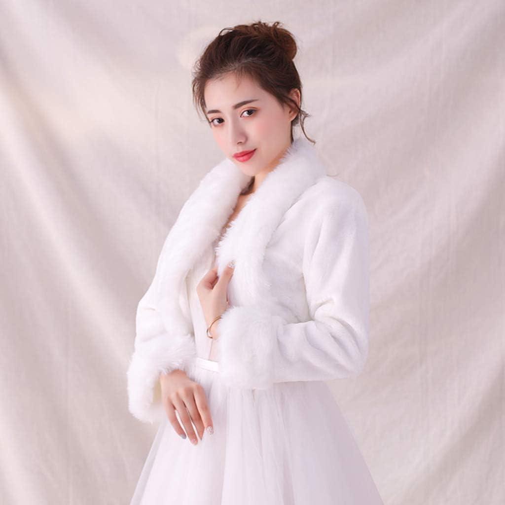image:imageFemmes Chle Femmes Hiver Manches Longues Ourlet Courb Veste Courte Shrug paissir en Peluche De Mariage De Marie Chaud Chle Wraps Cape pour Robe De Soire Robe