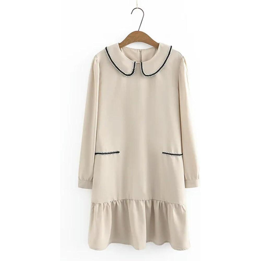 image:image4XL Robe de Grande Taille pour Femme Robe de Printemps Fermeture clair au Dos Satin Une pice Extra Large Courbe Vtementsabricot4XLAbricot