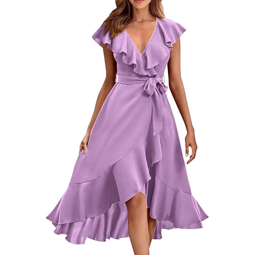 image:imageRobe dt lgante pour femme robe manches courtes confortable et lgante robe courte en coton pour femme robes dt dcontractes robes milongues robes courbes robes de plage pour01 Violet