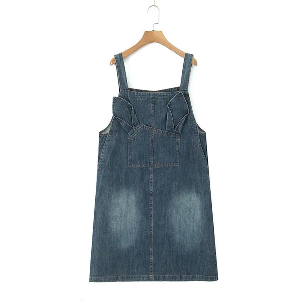 image:imageRobe Salopette Grande Taille de Haute qualit pour Femmes t Design doreille de Lapin Courbe Robe en Jean AmpleCowboy BlueXXLBleu Cowboy