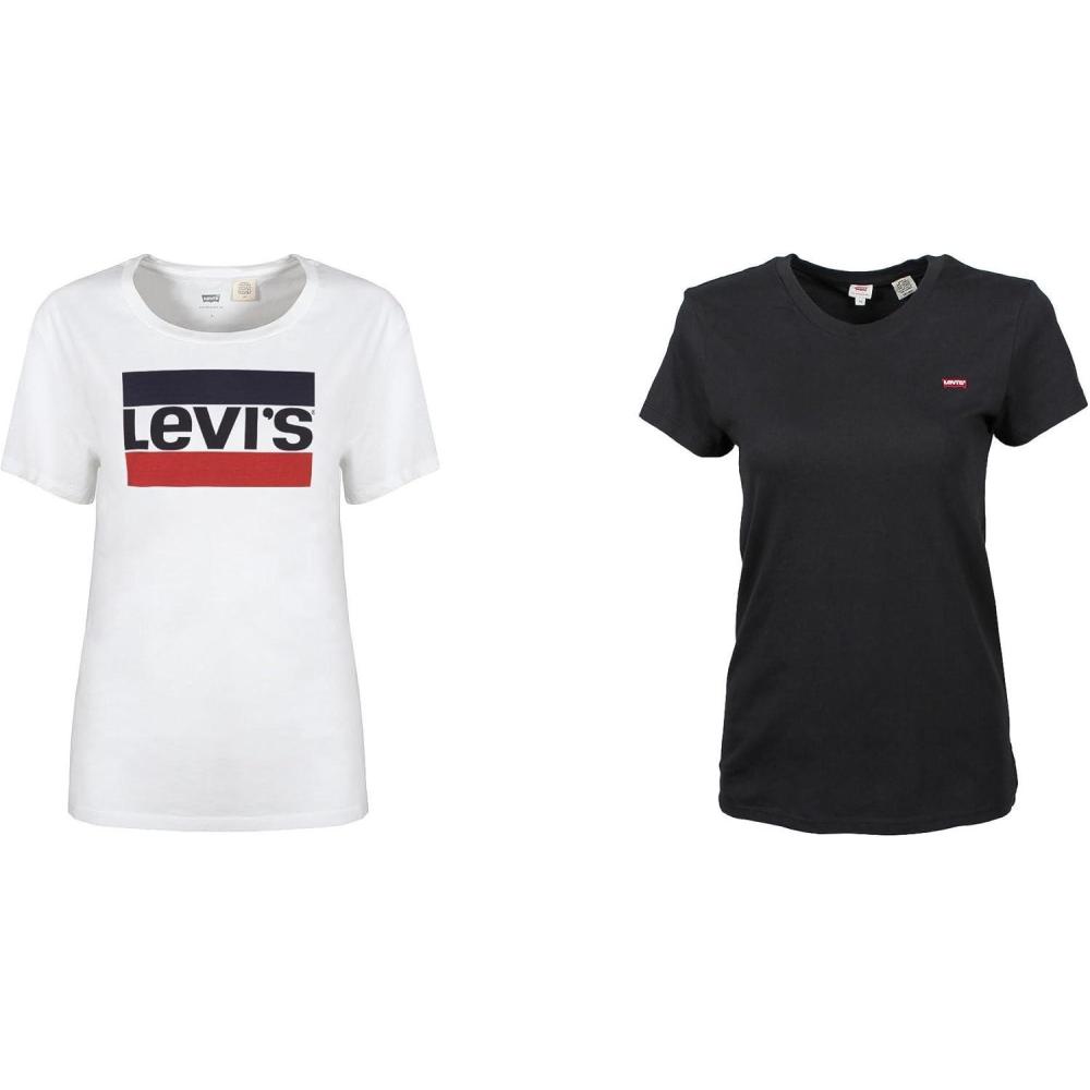 image:imageLevis The Perfect Tee TShirt Femme Pattern Batwing LogoSportswear Logo WhiteMineral Black