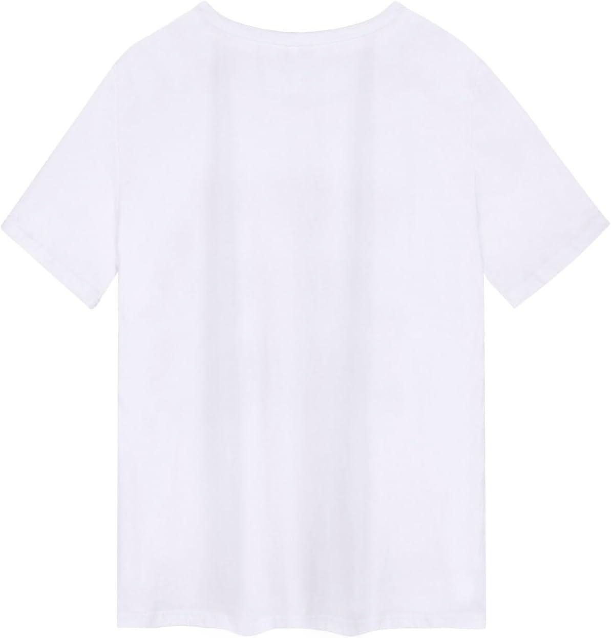 image:imageheekpek Femme T Shirt Blanc Chic T Shirts Col Rond Haut Manches Courtes Ete T Shirt Coton Tee Shirt Imprim pour Femmes FilesTournesol Noir