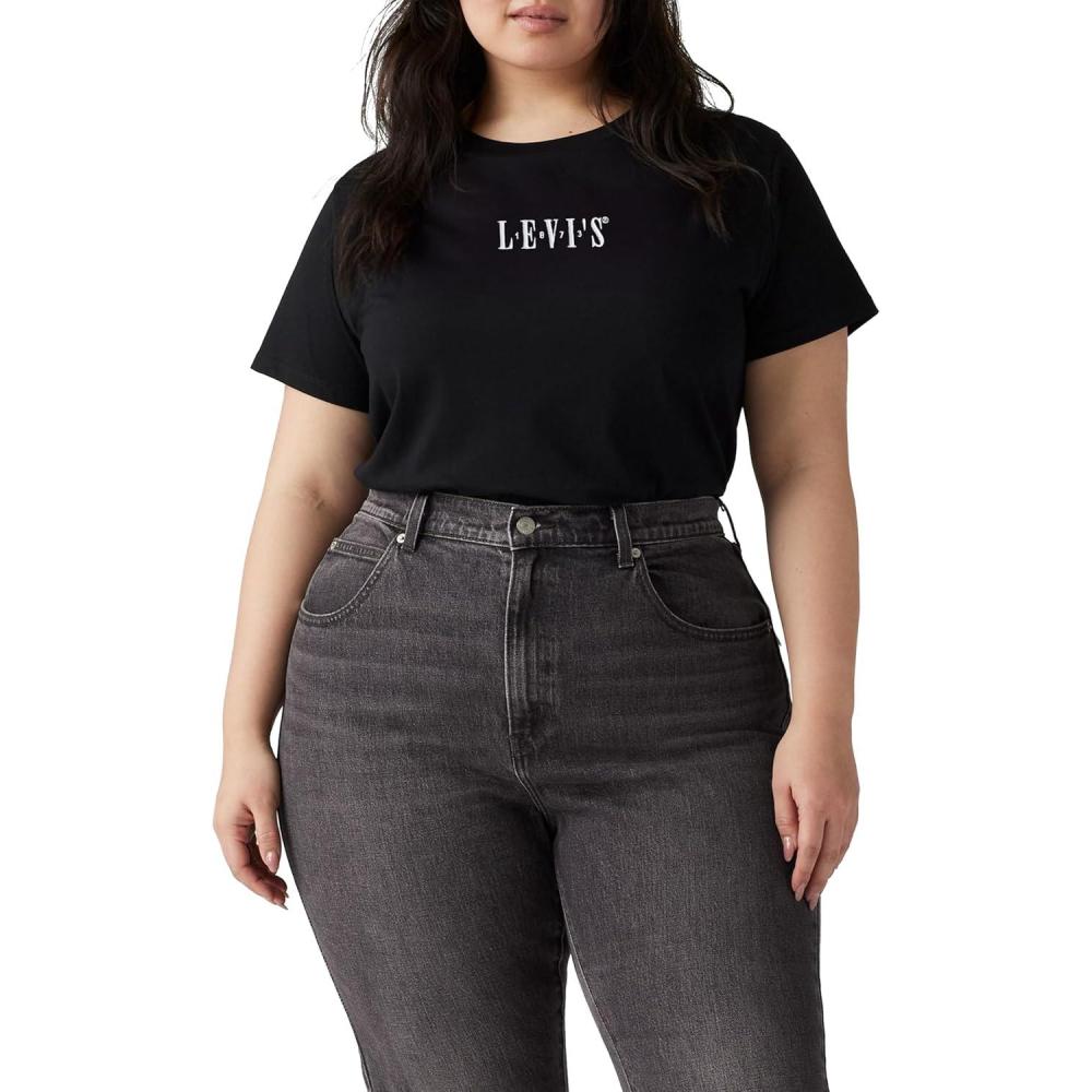 image:imageLevis Pl Perfect Tee TShirt FemmePl Serif Emb Caviar