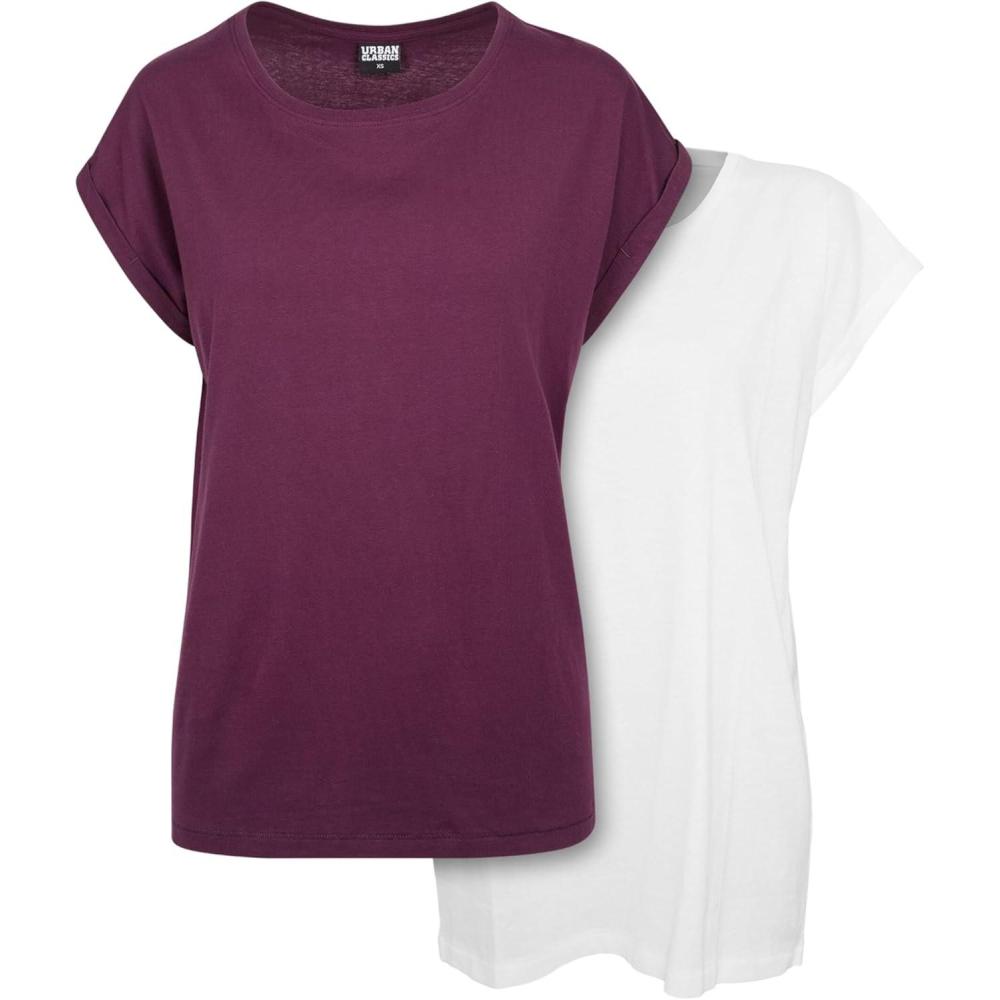 image:imageUrban Classics Damen Ladies Extended Shoulder Tee 3PackBlanc et Cerise