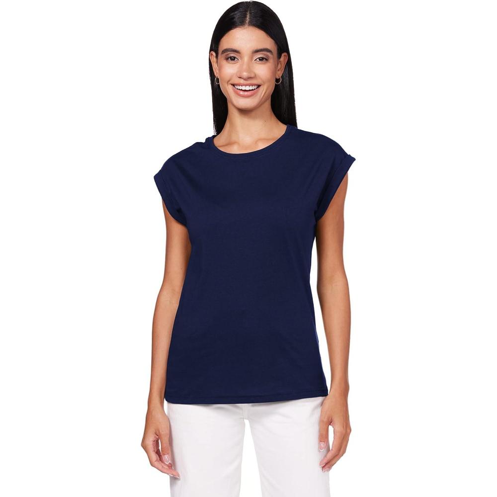 image:imageUrban Classics Damen Ladies Extended Shoulder Tee 3PackBleu Marine