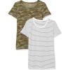 Blanc Rayures/Vert Olive Camouflage