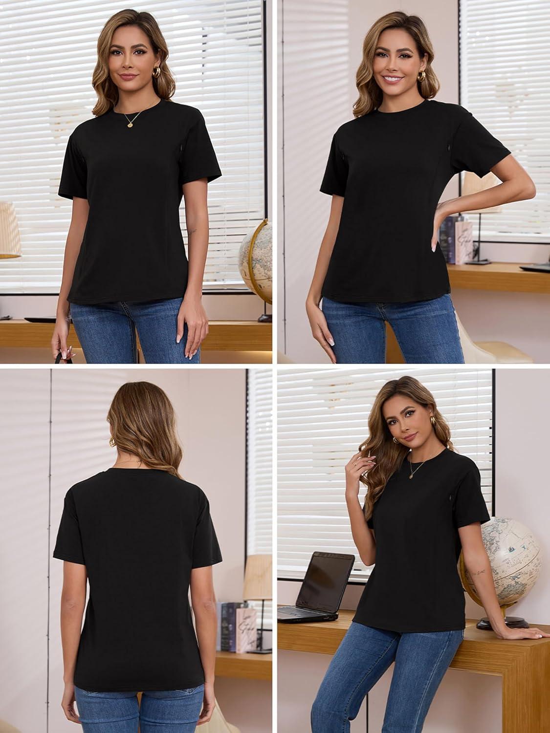image:imageLove2Mi Lot de 3 ou 4 tshirts dallaitement avec fermeture clair cache ouverture dallaitement court tshirt dallaitement pour femmes enceintesVert ChinRouge VinNoir