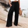 2026 – Pantalon pour femme taille haute avec poches, taille élastique, couleur unie, pantalon ample, pantalon long décontracté pour femme, pantalon élégant et moulant(Noir)