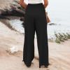 2026 – Pantalon pour femme taille haute avec poches, taille élastique, couleur unie, pantalon ample, pantalon long décontracté pour femme, pantalon élégant et moulant(Noir)