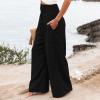 2026 – Pantalon pour femme taille haute avec poches, taille élastique, couleur unie, pantalon ample, pantalon long décontracté pour femme, pantalon élégant et moulant(Noir)