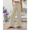 Pantalon large décontracté et léger avec cordon de serrage pour femme(Abricot)