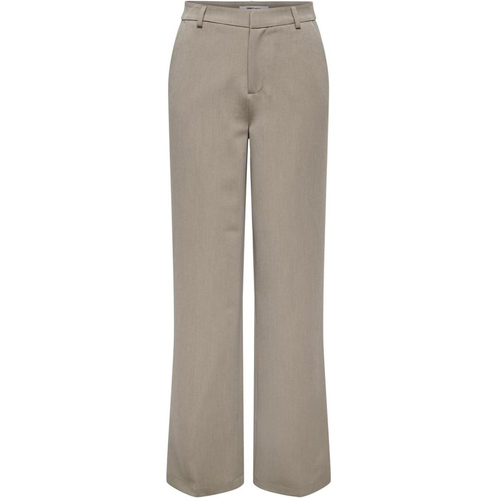 image:imageONLY OnlhattieLana Hw W Mel Pant TLR Pantalon Jambes Larges avec Coupe Droite cintre et Taille Haute FemmeGris Taupe