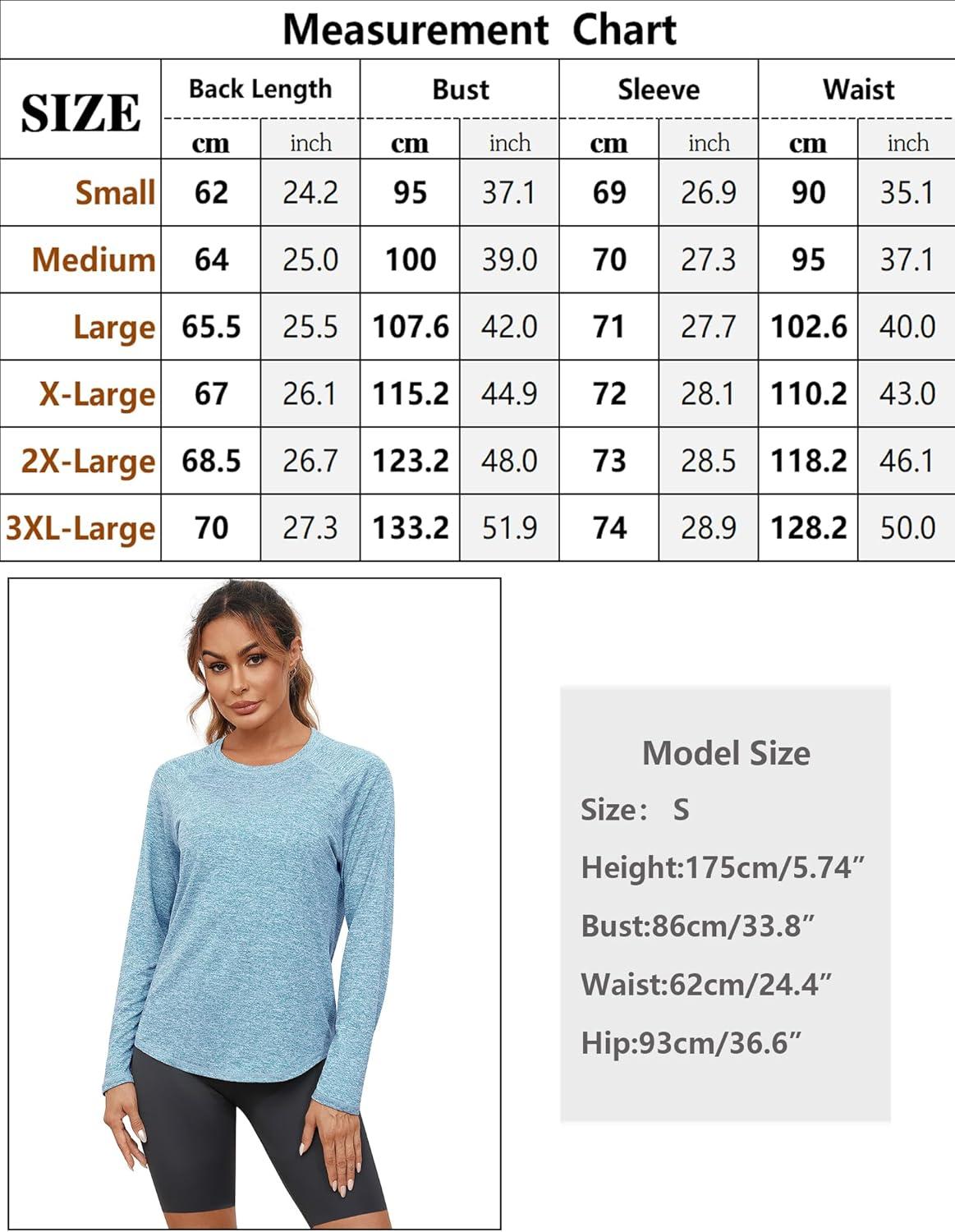 image:imageGyabnw TShirt de Sport Femme Manche Longue Tops et Col Rond Fitness Yoga Tee ShirtBleu