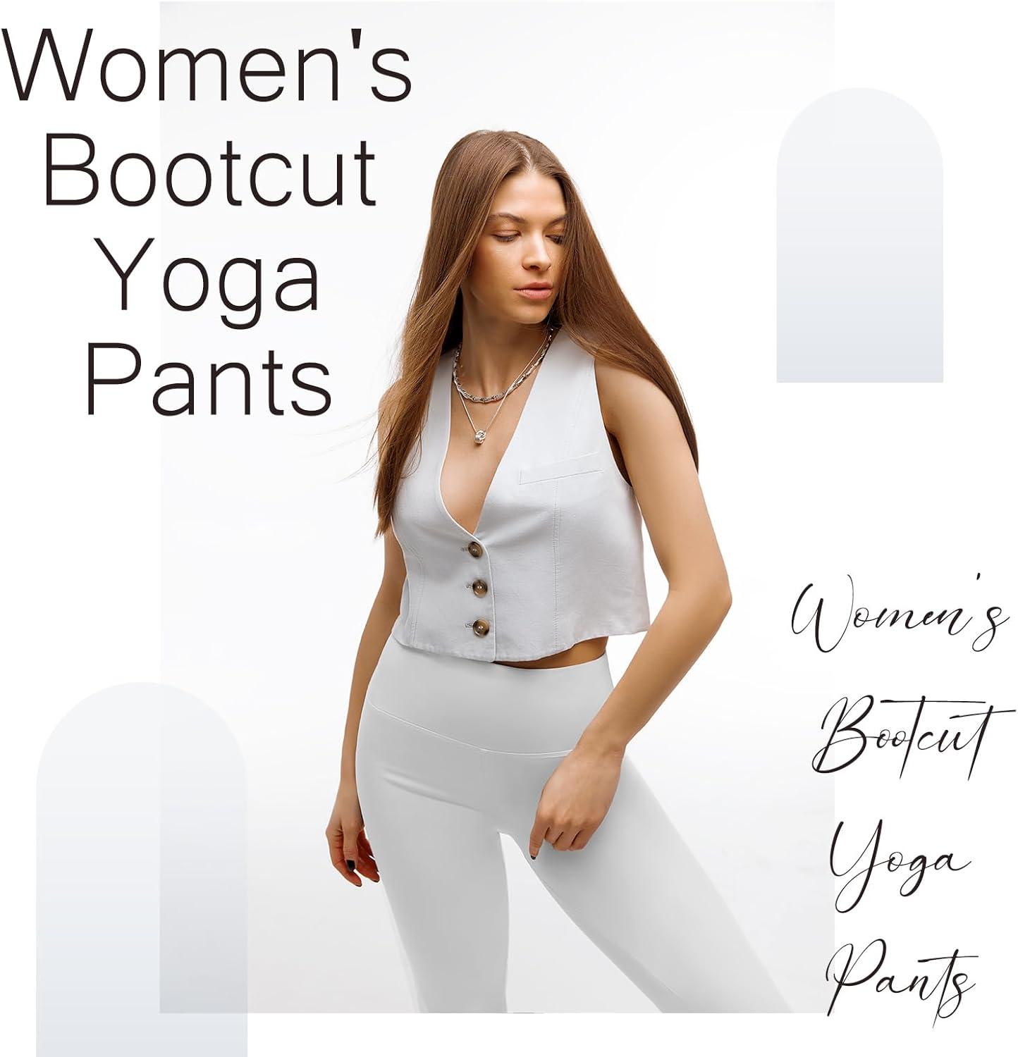 image:imageSINOPHANT Pantalon de Yoga Boocut avec 4 Poches pour Femme Taille Haute Opaque Yoga PantsConvient pour Le Pilates Le Sport Le Fitness Les Loisirs Le TravaillerBrun