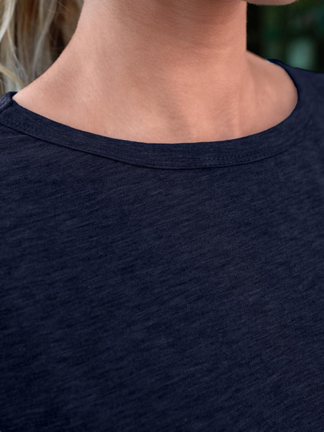 image:imageTshirts dt dcontracts col rond pour femmeBleu