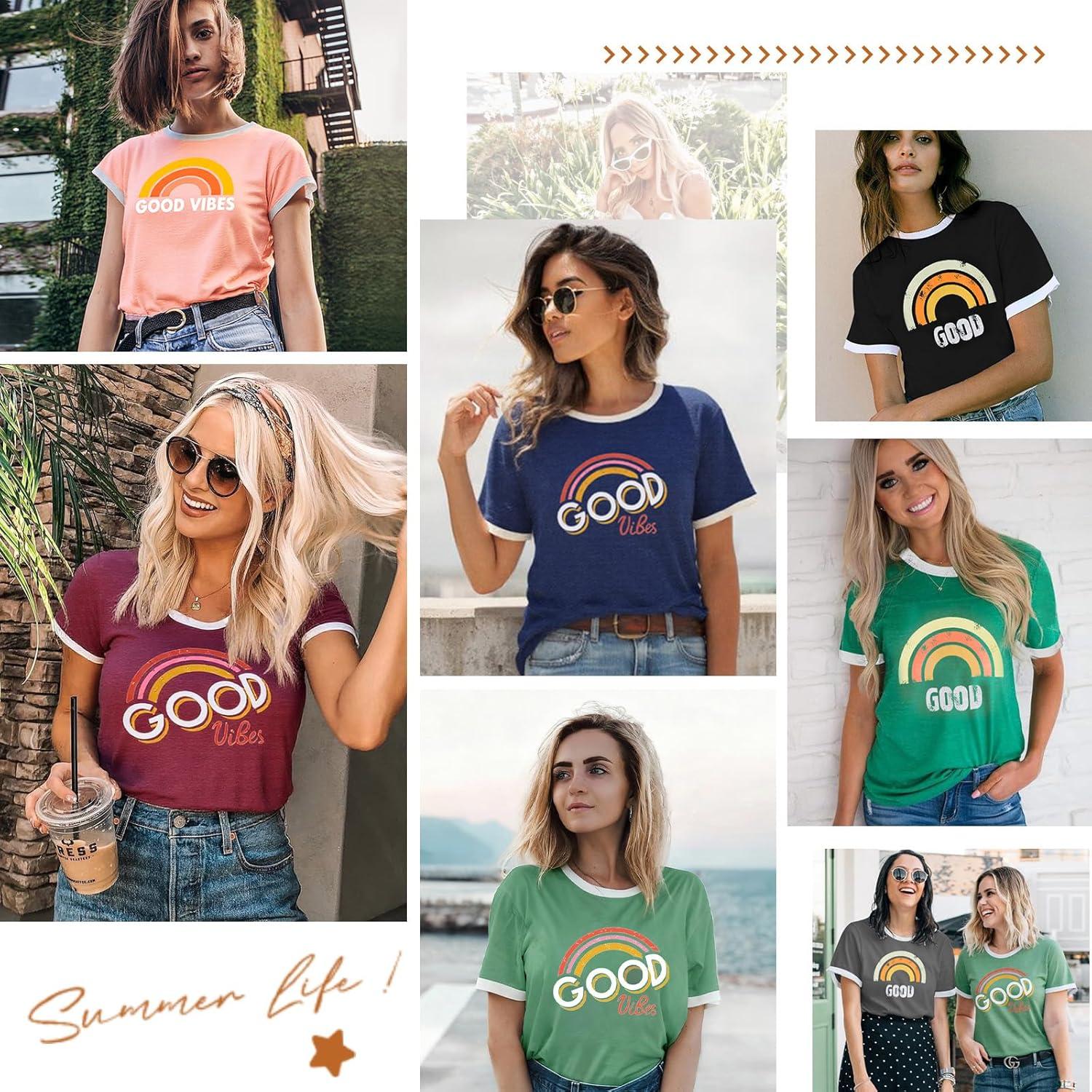 image:imageheekpek TShirt Femme t Chemisier Chic TShirts Blouse Col Rond Tops Manches Courtes T Shirt Grande Taille Coton T Shirt ImprimV Vert