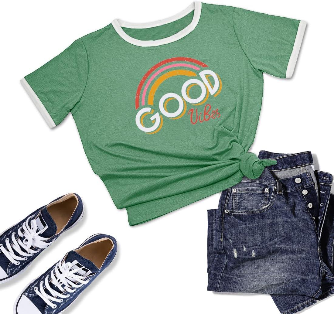 image:imageheekpek TShirt Femme t Chemisier Chic TShirts Blouse Col Rond Tops Manches Courtes T Shirt Grande Taille Coton T Shirt ImprimV Vert