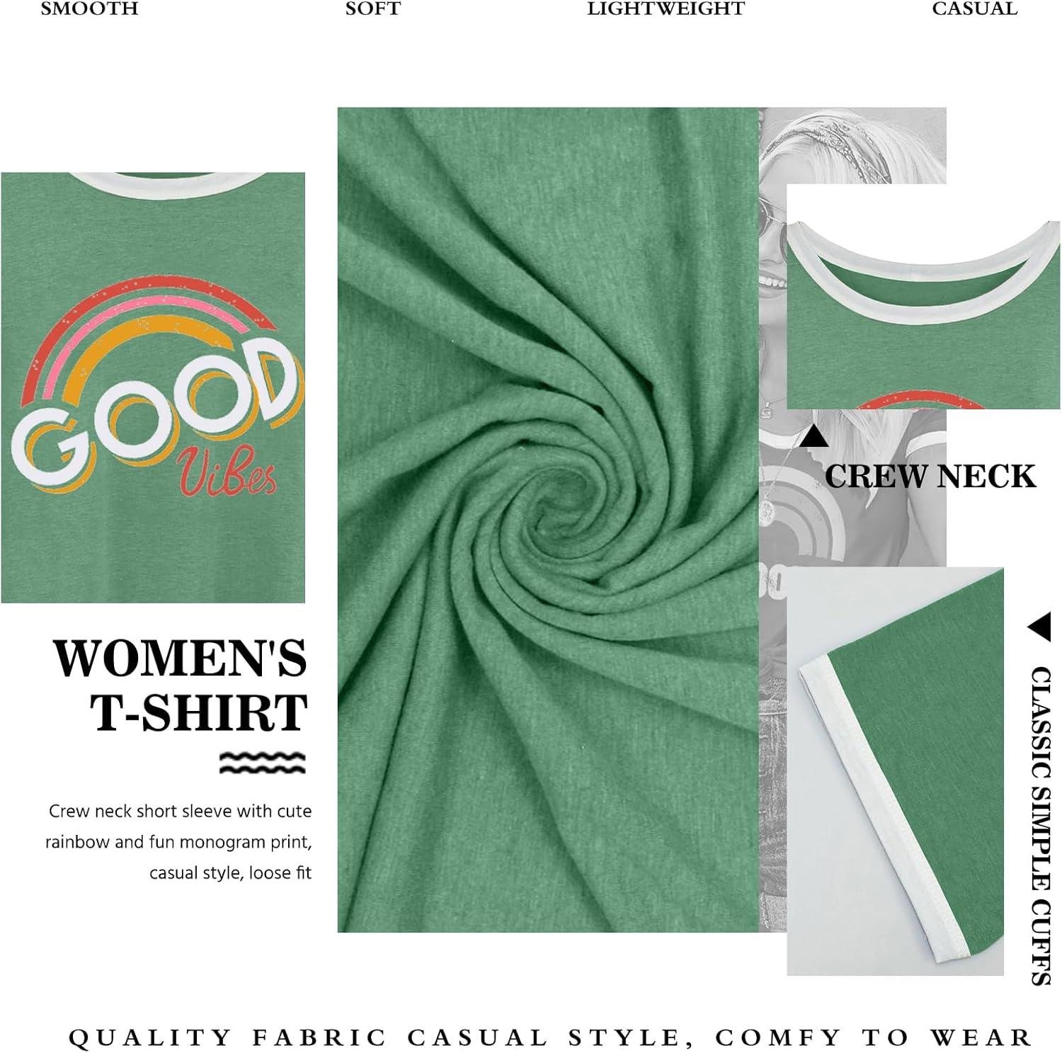 image:imageheekpek TShirt Femme t Chemisier Chic TShirts Blouse Col Rond Tops Manches Courtes T Shirt Grande Taille Coton T Shirt ImprimV Vert