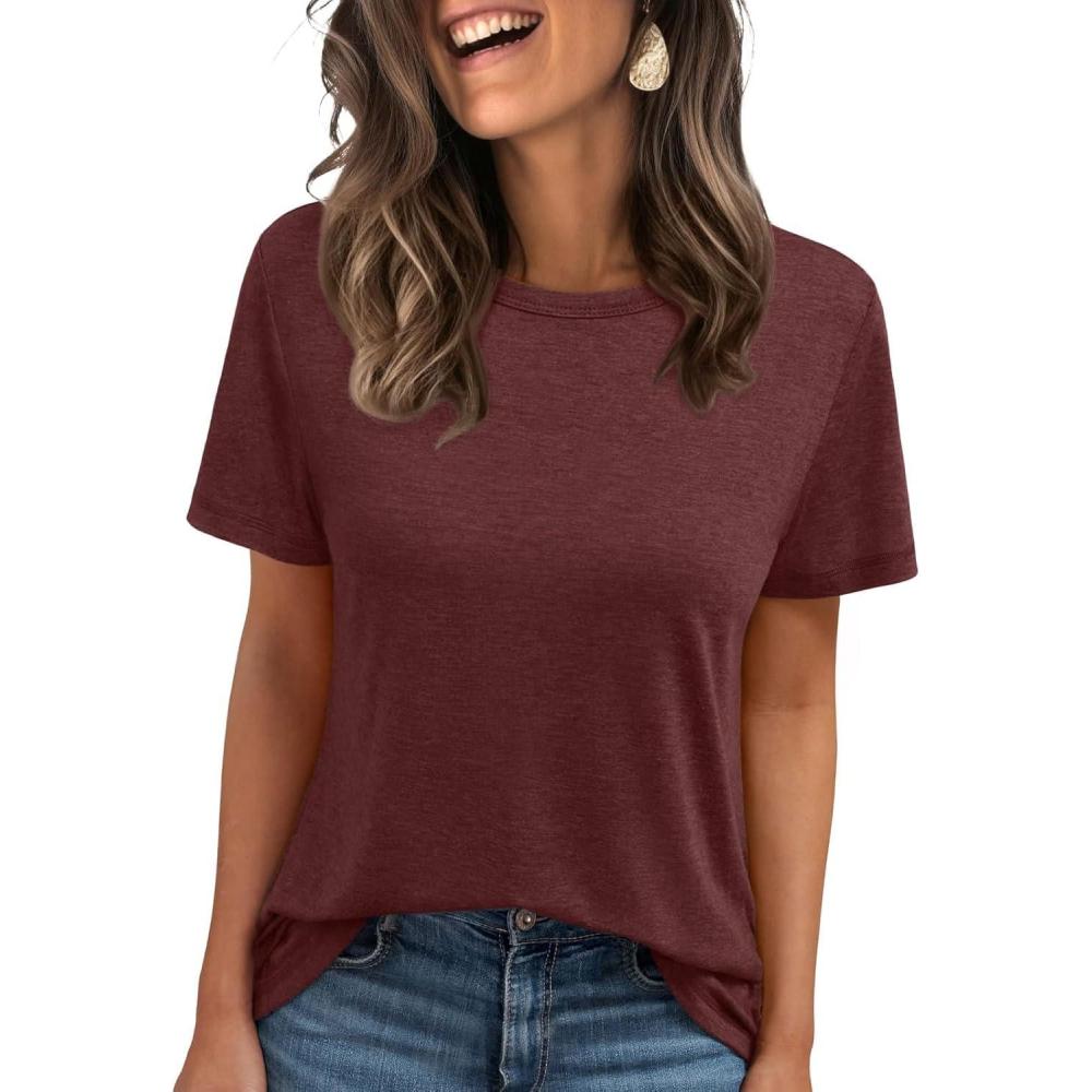image:imageTshirts dt dcontracts col rond pour femmeBordeaux