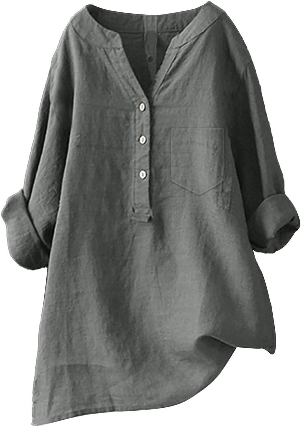 image:imageBouton Ample Petit Haut Support Couleur Unie Manches Moyennes col dcontract Chemise Femme Chemise Femme Body ChemiseGris Foncc