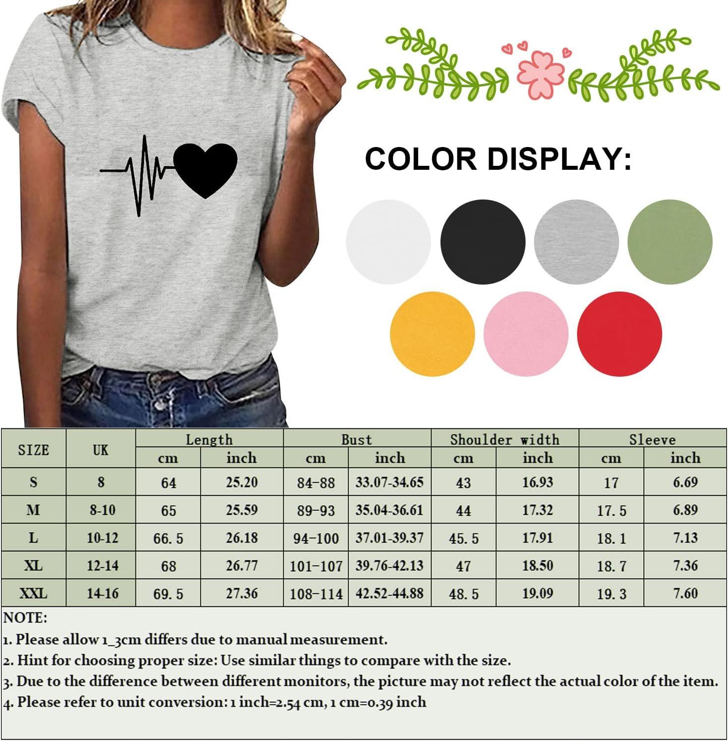 image:imageTuopuda Tee Shirt Femme t TShirt Manches Courtes Top Coton Col Rond Graphic Hauts Dcontract Blouse Idal Cadeau pour Anniversaire StValentin etcBlanc