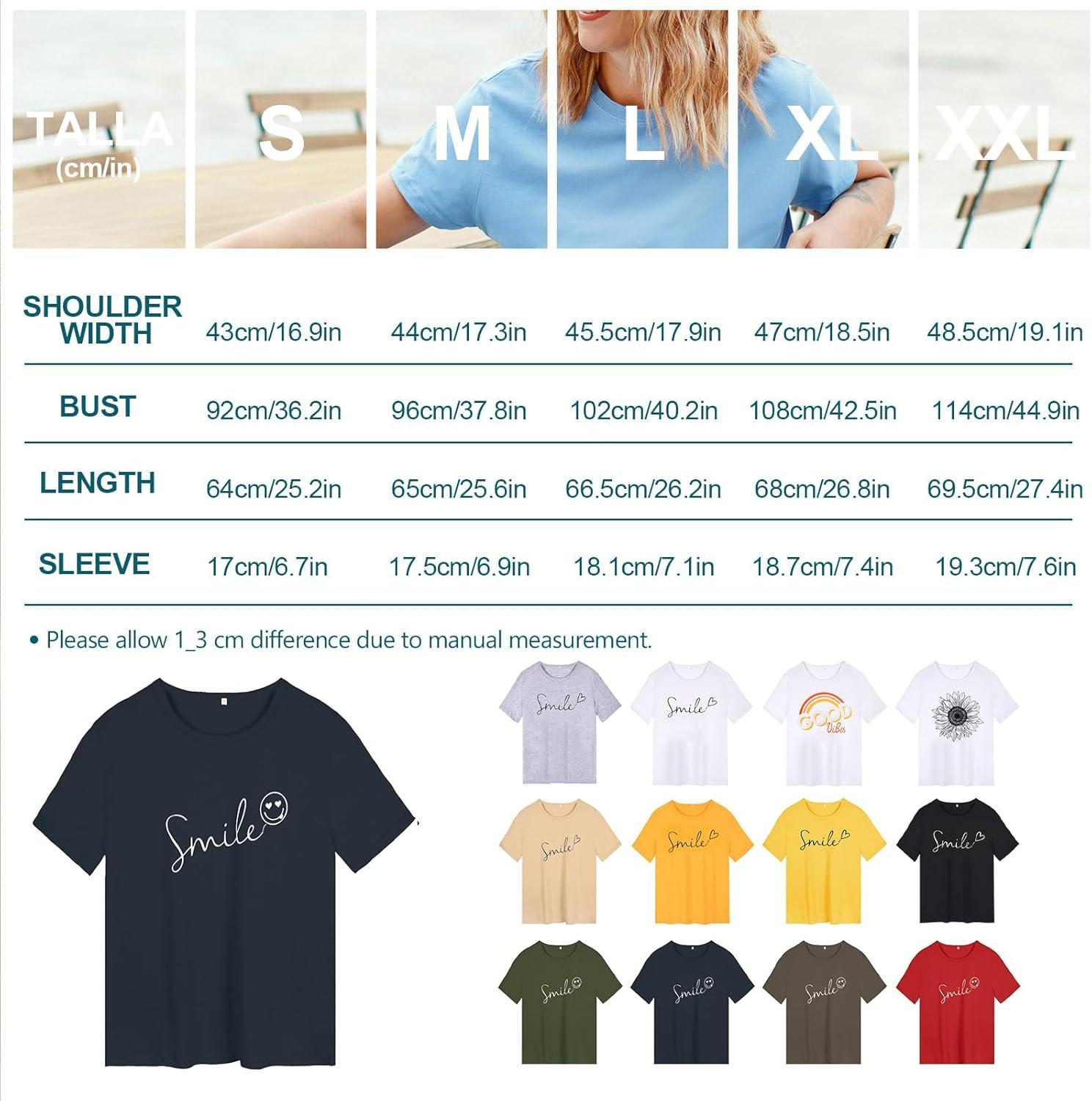 image:imageTuopuda Tee Shirt Femme t TShirt Manches Courtes Top Coton Col Rond Graphic Hauts Dcontract Blouse Idal Cadeau pour Anniversaire StValentin etcBleu Marine