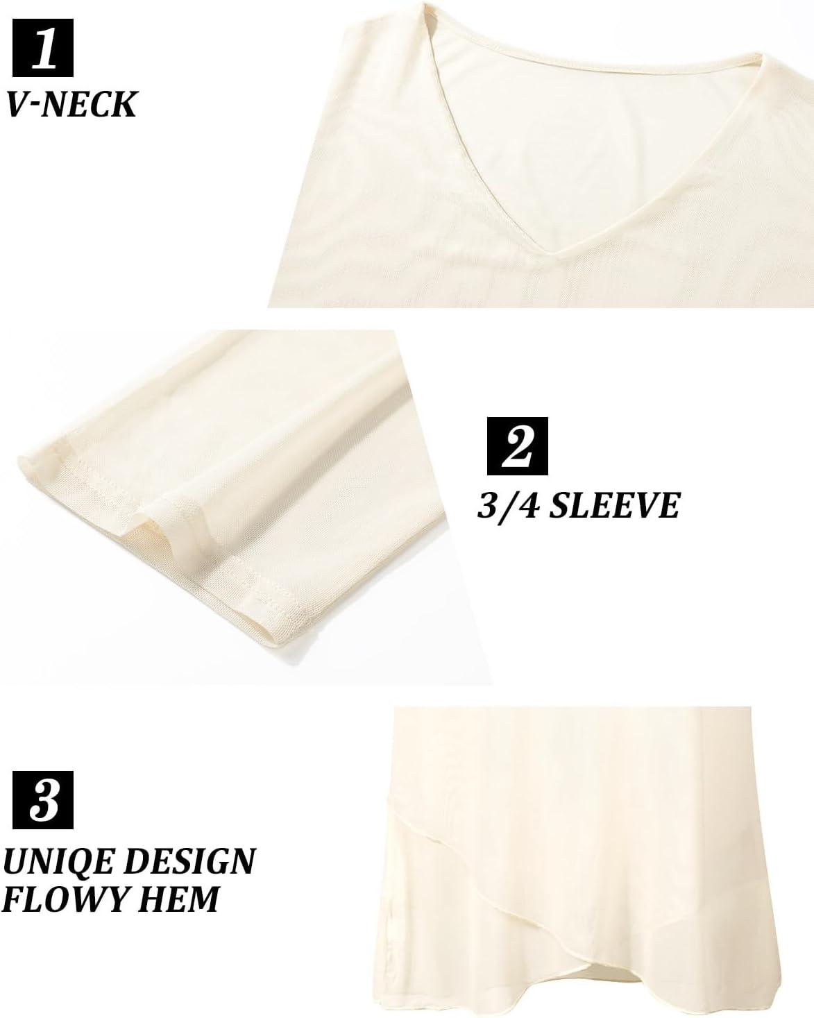 image:imageAdigaber Femme Blouse Dcontract Manches TroisQuarts Chemisier lgant col en V pour Top ModeChampagne