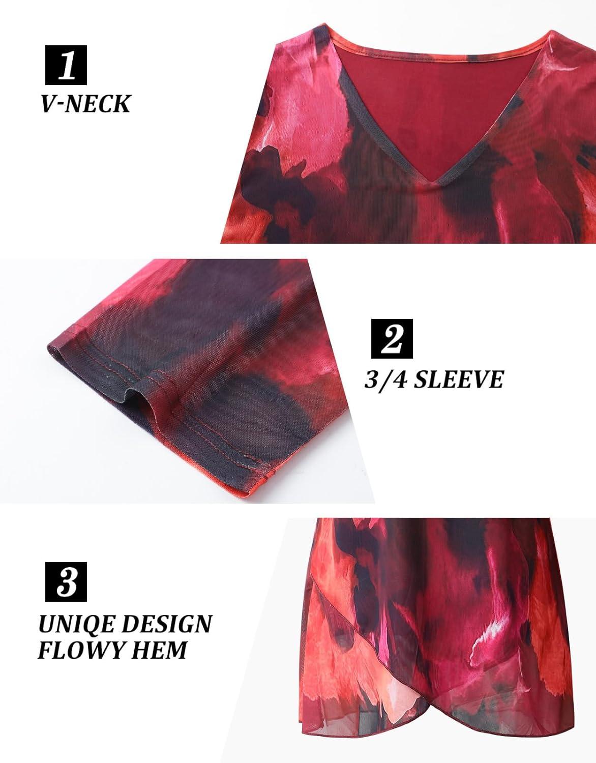 image:imageAdigaber Femme Blouse Dcontract Manches TroisQuarts Chemisier lgant col en V pour Top ModeImprim Violet