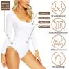 Body à Manches Longues Pour Femme, Body Gainant Femme Ventre Plat, Gaine Sculptante et Gainante, String Noir, Matière Respirante(Blanc)