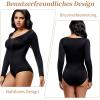 Body à Manches Longues Pour Femme, Body Gainant Femme Ventre Plat, Gaine Sculptante et Gainante, String Noir, Matière Respirante(Noir)