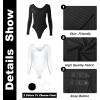 Body pour les femmes Cou À manches longues Body Suits Mesdames Hauts à côte tricotés qui sortent Slim fit Justaucorps de fortune occasionnel avec fermeture à bout clubs serrés noir/L