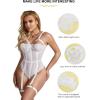 ohmydear Lingerie Femme Dentelle Bodys Sexy Teddy Bodysuit Grandes Tailles avec Porte-Jarretelles Slim Réglables Tenue Femme Hot Jumpsuit Ventre sous-vêtements(Blanc)