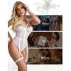 ohmydear Lingerie Femme Dentelle Bodys Sexy Teddy Bodysuit Grandes Tailles avec Porte-Jarretelles Slim Réglables Tenue Femme Hot Jumpsuit Ventre sous-vêtements(Blanc)