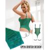 ohmydear Lingerie Femme Dentelle Bodys Sexy Teddy Bodysuit Grandes Tailles avec Porte-Jarretelles Slim Réglables Tenue Femme Hot Jumpsuit Ventre sous-vêtements(Vert)