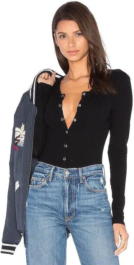 image:imageFemmes Henley Ctel Manches longues Bodys Fitness Chemise de yoga Boutonn Hauts dcontractsNoir