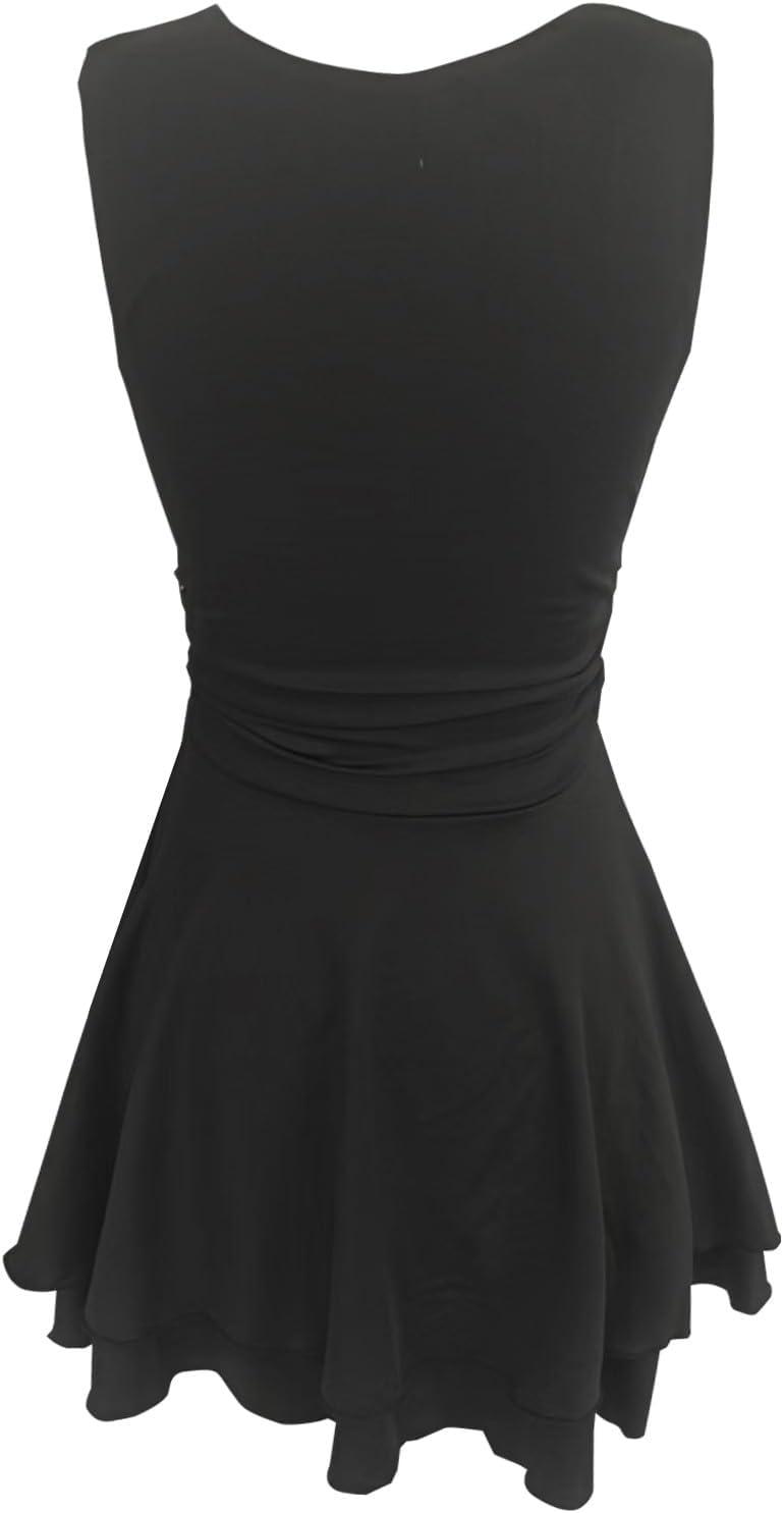 image:imageGenerisch Robe pull avec taille plisse col carr ourlet Robe courte pour femmeNoir