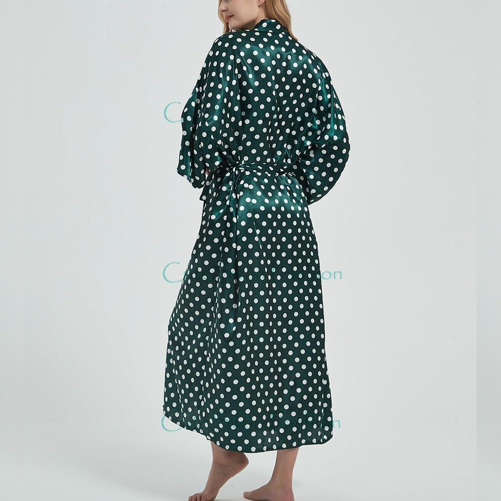 image:imageRobe de chambre kimono pour femme Imprim floral Cardigan pour femme Pour mariage ftePois Vert fonc