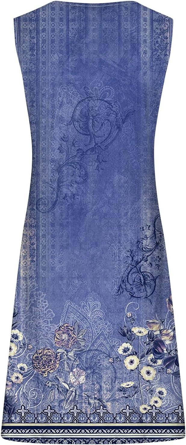image:imageFemme Robe de Plage Bretelles Dcontract Col en V Lche Genou TShirt Robe Robes Chic et Elegant t sans Manches01marine