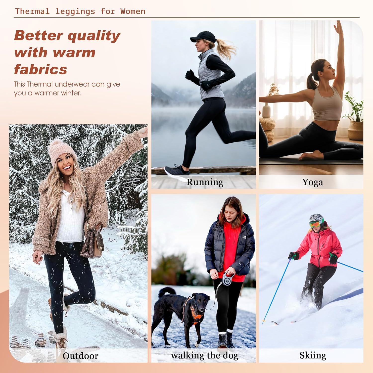 image:imageBENNIES Legging Thermique Femme Pantalon Polaire Taille Haute Leggings Thermique pour Automne Hiver Tenue Fitness sousvtements Chaud Vetement Sport Yoga Jogging NoirRouge
