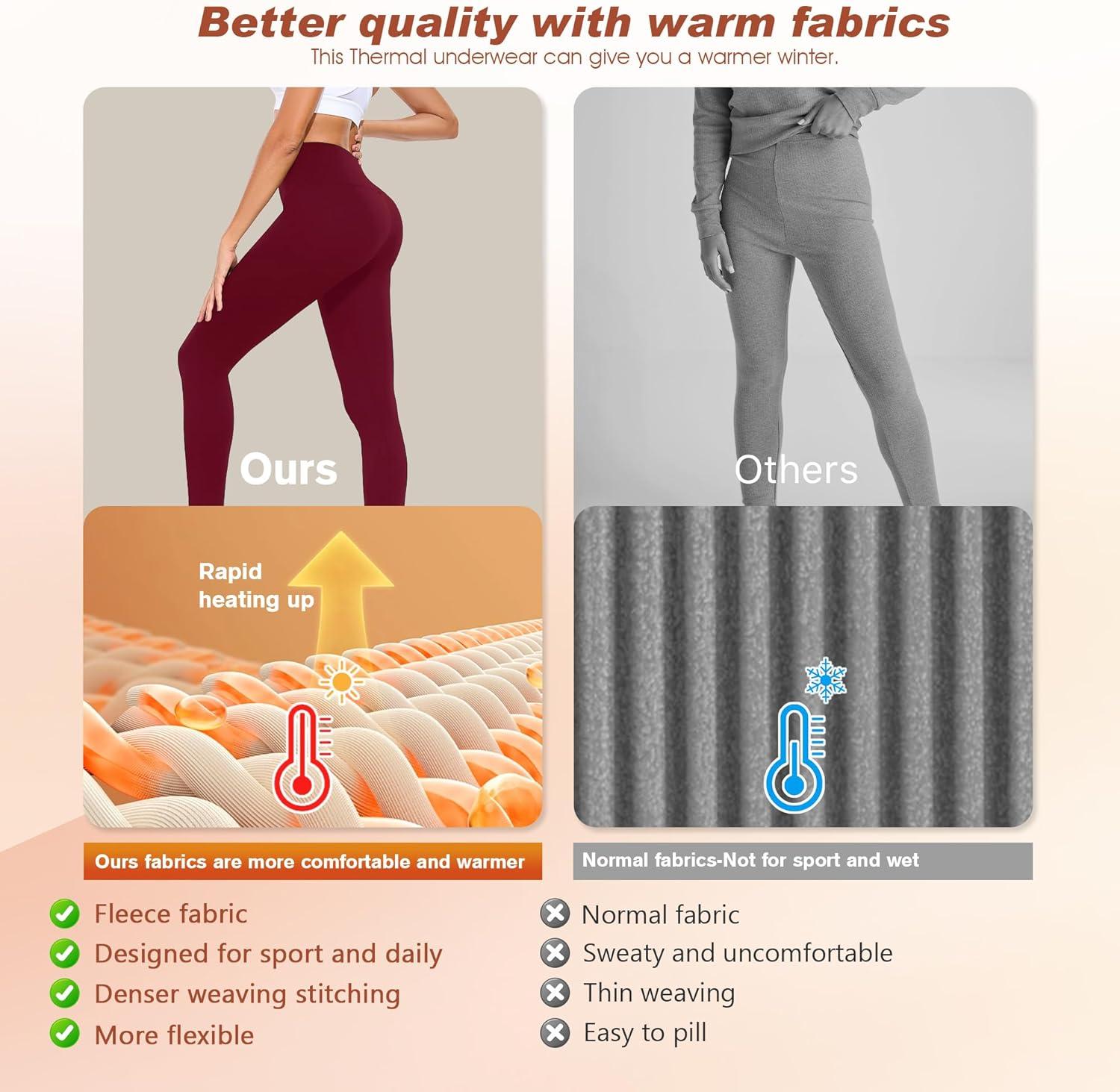 image:imageBENNIES Legging Thermique Femme Pantalon Polaire Taille Haute Leggings Thermique pour Automne Hiver Tenue Fitness sousvtements Chaud Vetement Sport Yoga Jogging NoirRouge
