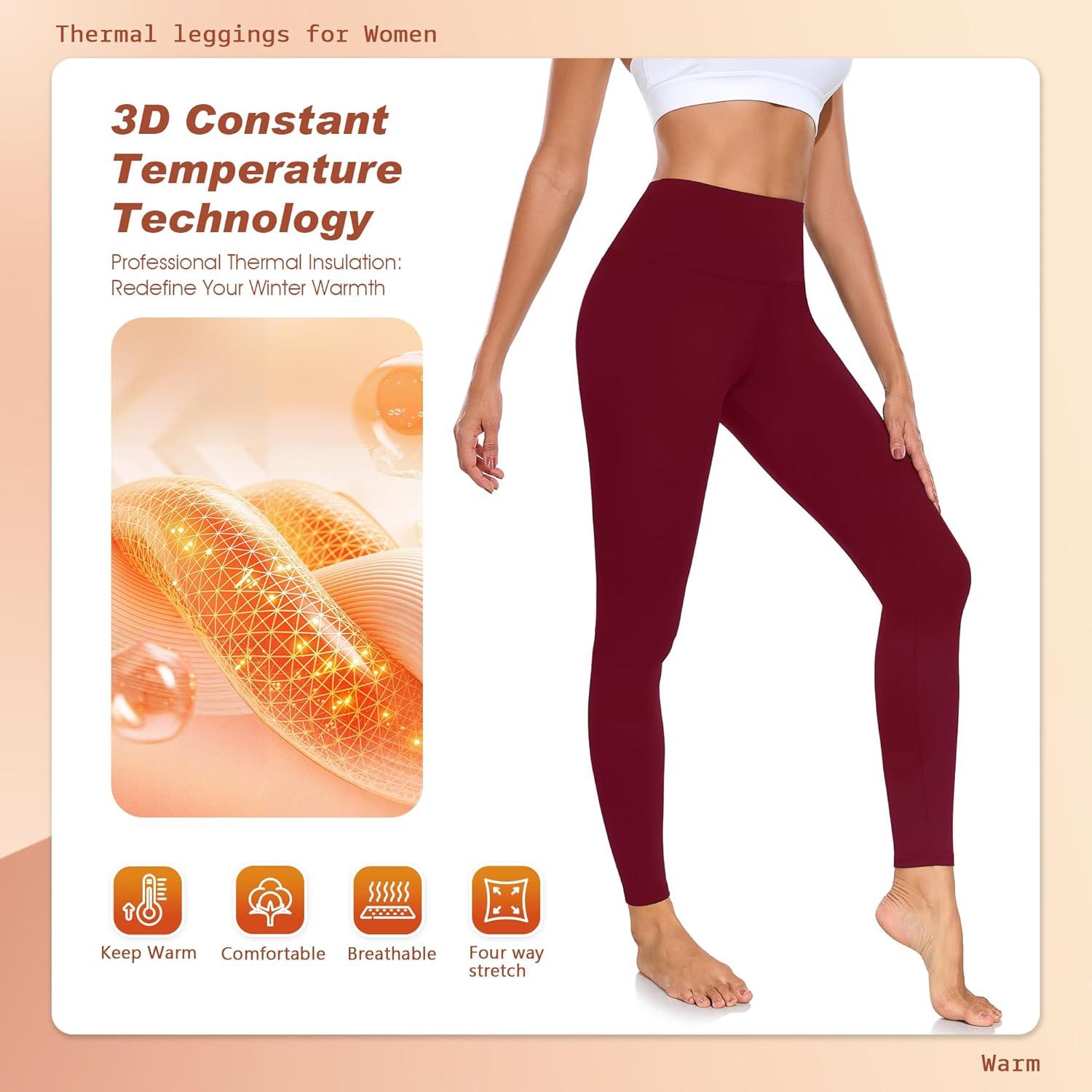 image:imageBENNIES Legging Thermique Femme Pantalon Polaire Taille Haute Leggings Thermique pour Automne Hiver Tenue Fitness sousvtements Chaud Vetement Sport Yoga Jogging NoirRouge