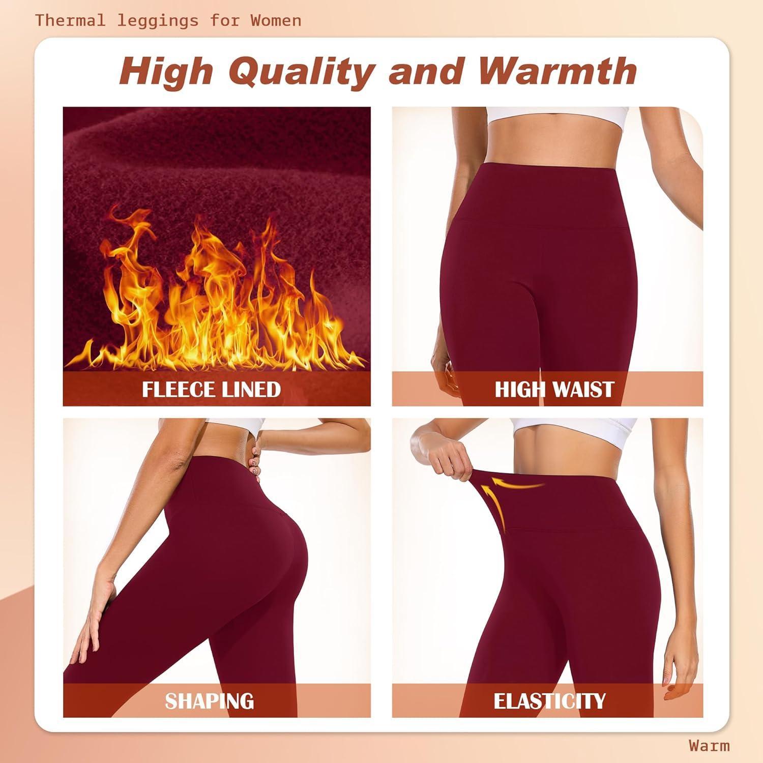 image:imageBENNIES Legging Thermique Femme Pantalon Polaire Taille Haute Leggings Thermique pour Automne Hiver Tenue Fitness sousvtements Chaud Vetement Sport Yoga Jogging NoirRouge