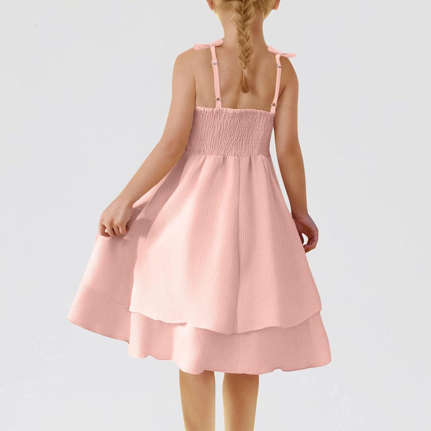 image:imageFille Robe Bustier Dt Vtements Solid Chic Robe lgant ALigne Robes sans Manches Vtement Dcontract Funky Habillement MiLongue HautsC02 Rose