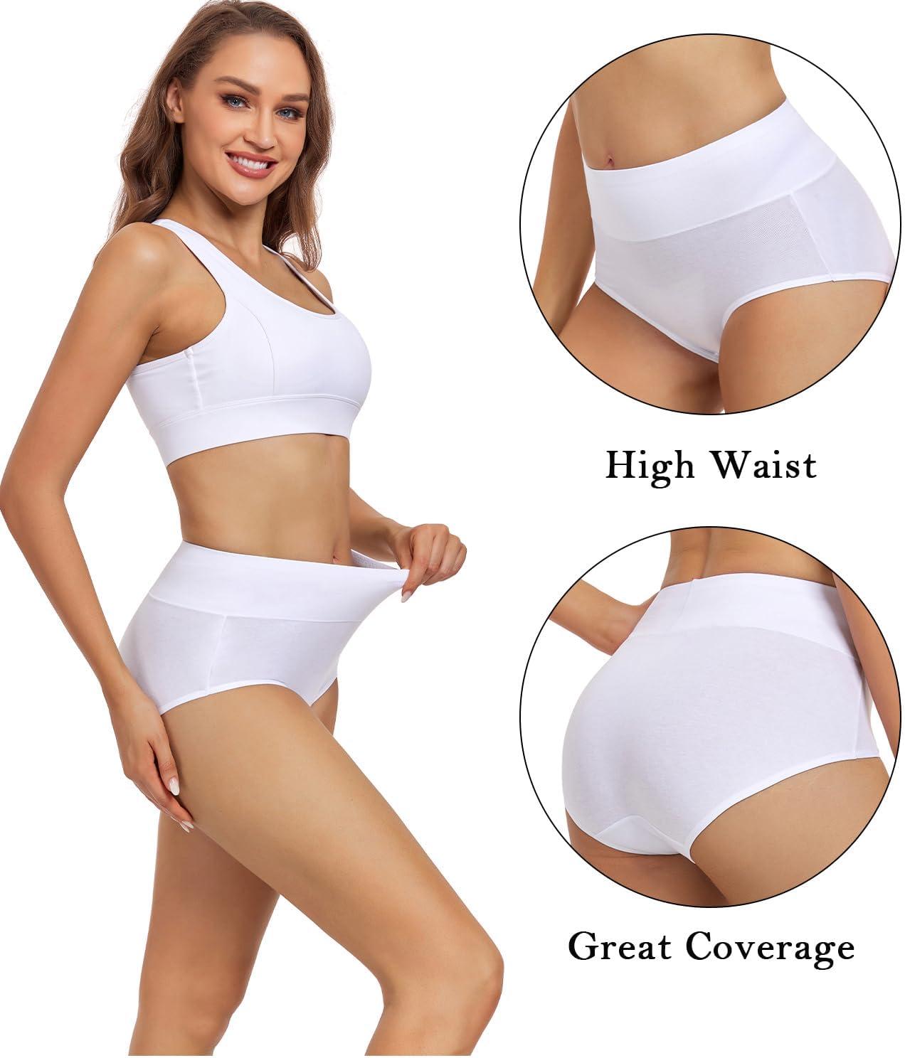 image:imagewirarpa Culotte Femme Coton Taille Haute Slips Lot de 5Blanc